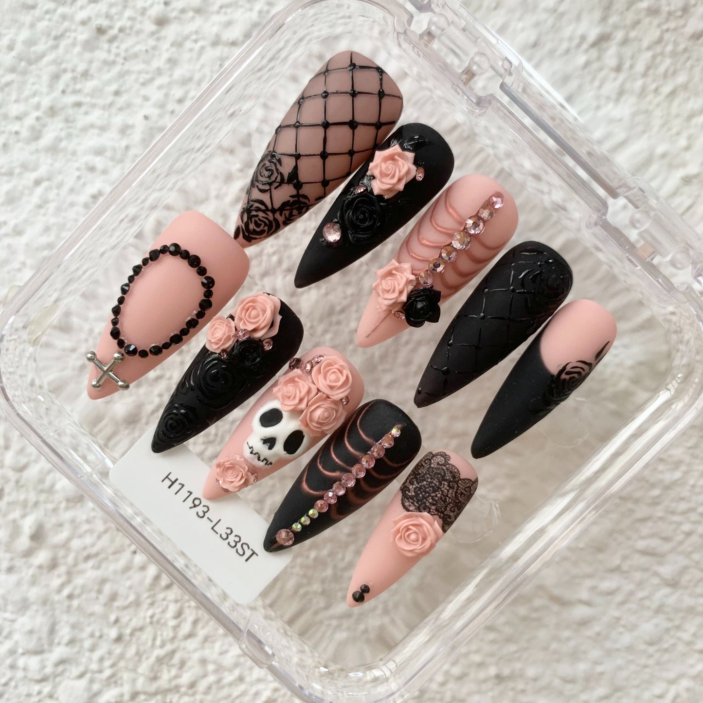 Promake | Best-Selling Luxury Handmade Press On Nails for Women, Reusable Acrylic Fake Nails with 3D Nail Art, Rhinestones and Unique Designer Styles, Multiple Shapes and Lengths, Upgraded Nail Application Kit