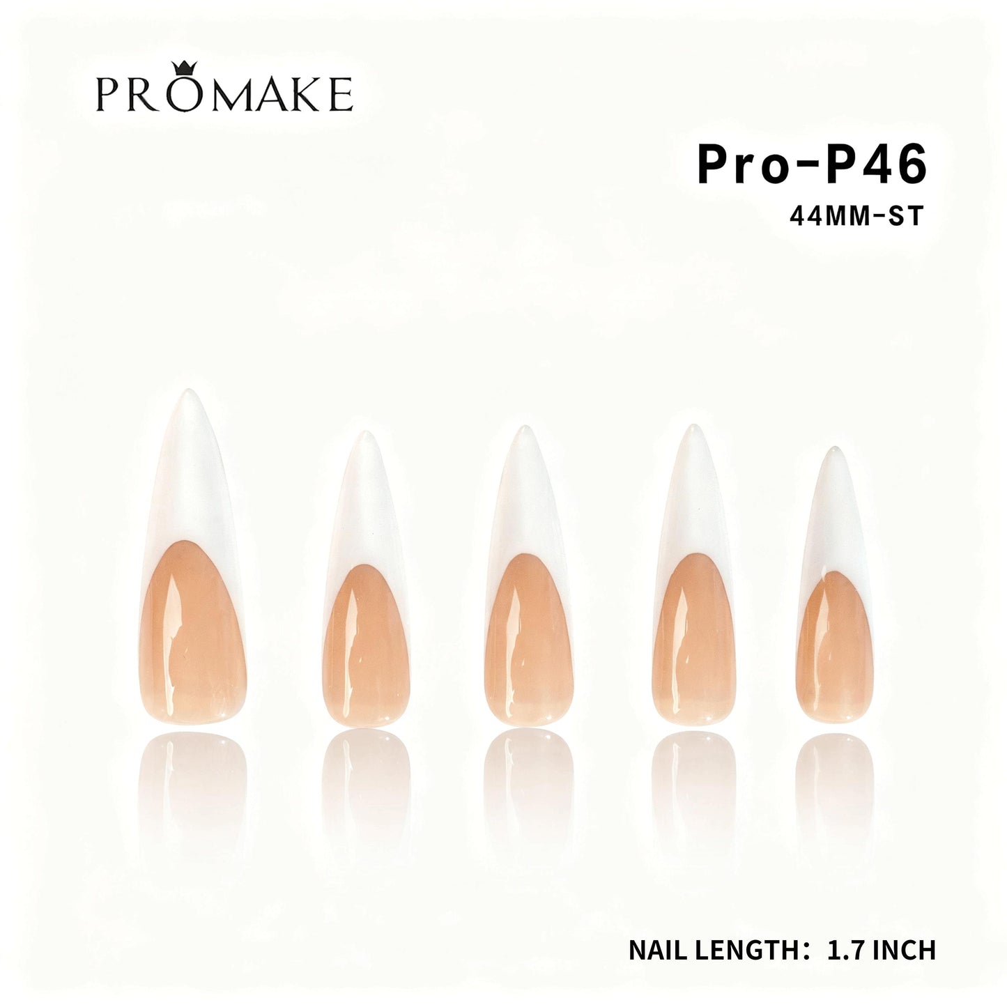 Promake French Classical -  100% Handmade Nails- Press On Nails- Elegance nails-Luxurious Nails-10 PCS with Glue,Coffin French Tips,Stiletto French Tips,Almond French Tips,Perfect for DIY Nail Art and Gifts-size -XS-XL