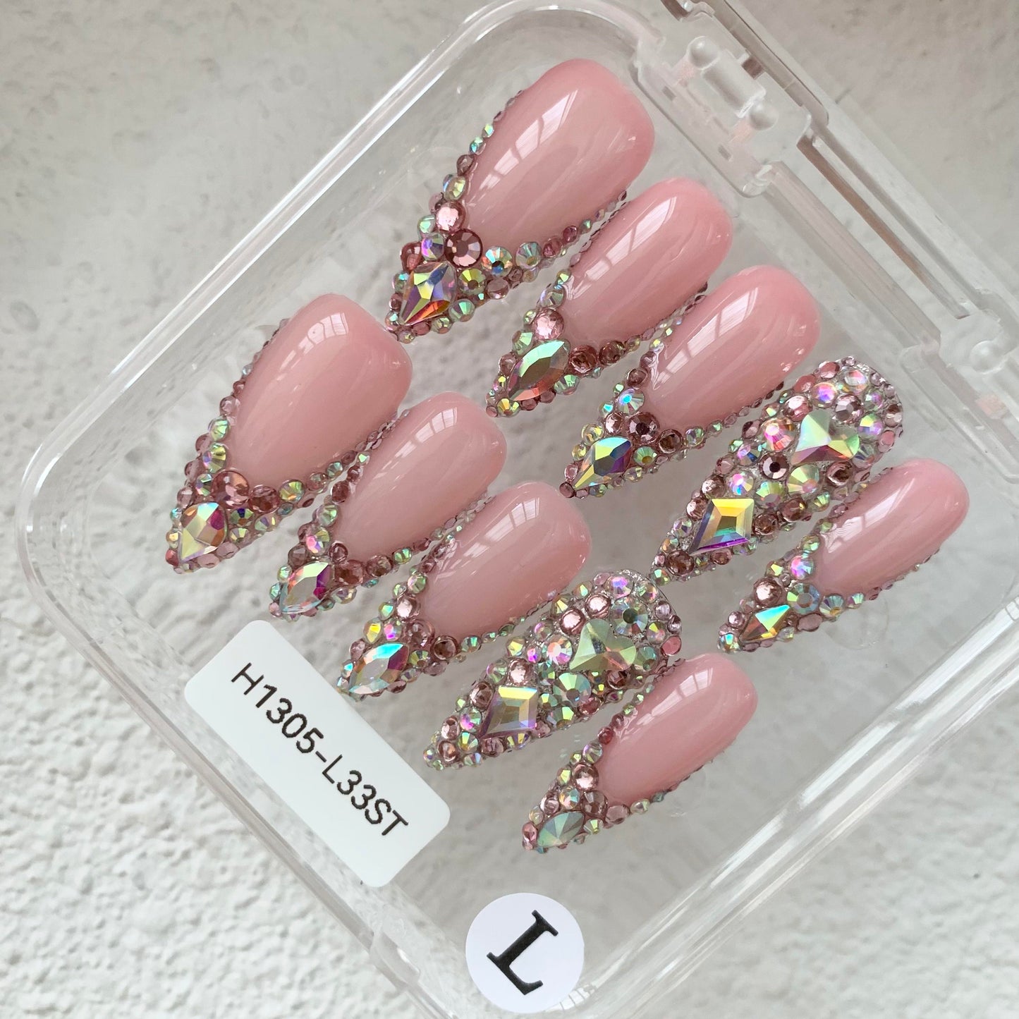 Promake | Two Trending  Luxury Handmade Acrylic Press On Nails for Women - Reusable, 3D Nail Art, Rhinestones, Unique Designer Styles, Multiple Shapes & Lengths, Upgraded Application Kit, Multi-Size
