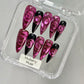 Promake Rose Cat Eye Luxury Handmade 33MM Acrylic Press On Nails Multi Pack - Customized with Art Designs & Care Tools, Long-Lasting S-XL Size Premium Ready-to-Gift Set (Custom Order Confirmation Required), Customized Nails
