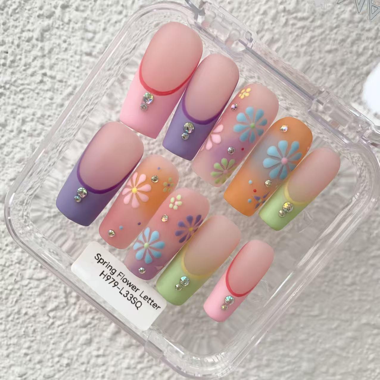 Promake | Best-Selling Luxury Handmade Press On Nails for Women, Reusable Acrylic Fake Nails with 3D Nail Art, Rhinestones and Unique Designer Styles, Multiple Shapes and Lengths, Upgraded Nail Application Kit