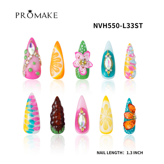 Promake New Drops- New Luxury Handmade Press on Nails-Unique Design-High Quality Nails - With 2 Sets Nails Tools-XS-XL Size