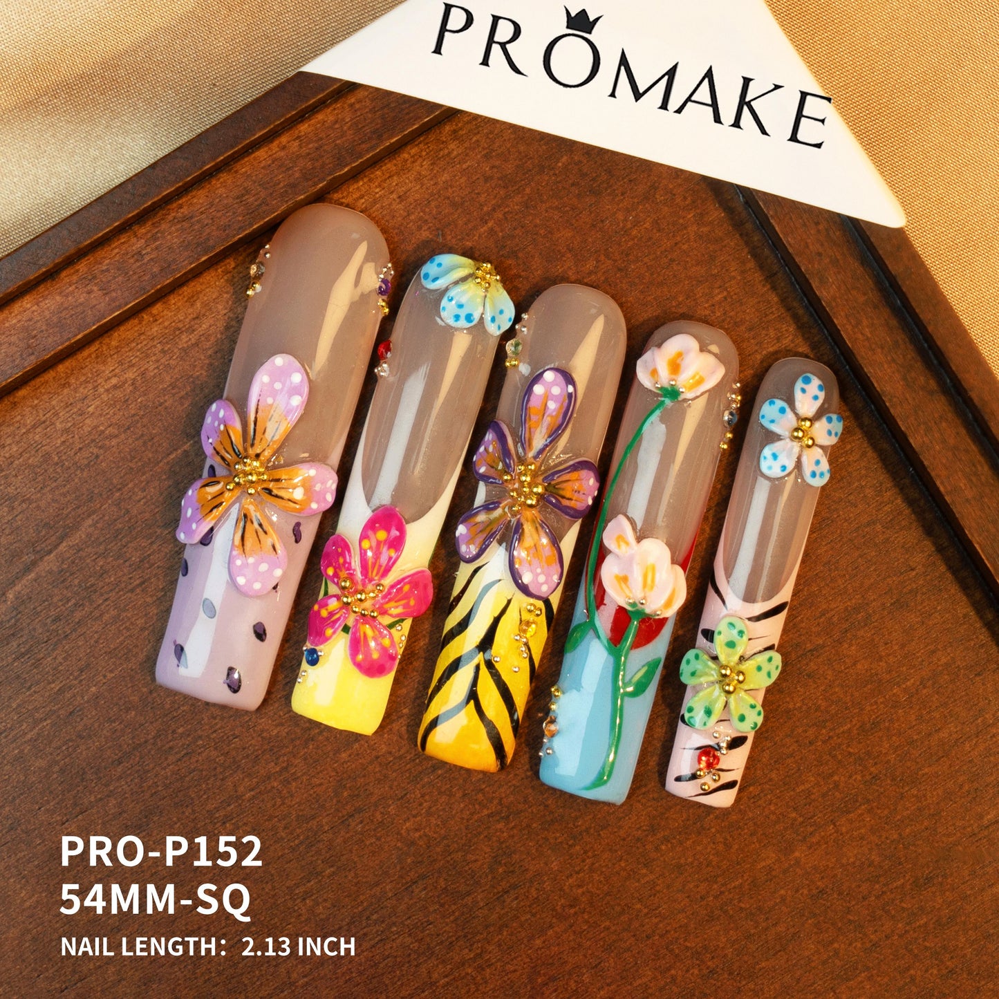 Promake | Symphony Spring Collection | Handmade 3D Floral Press On Nails | Multiple Lengths & Shapes
