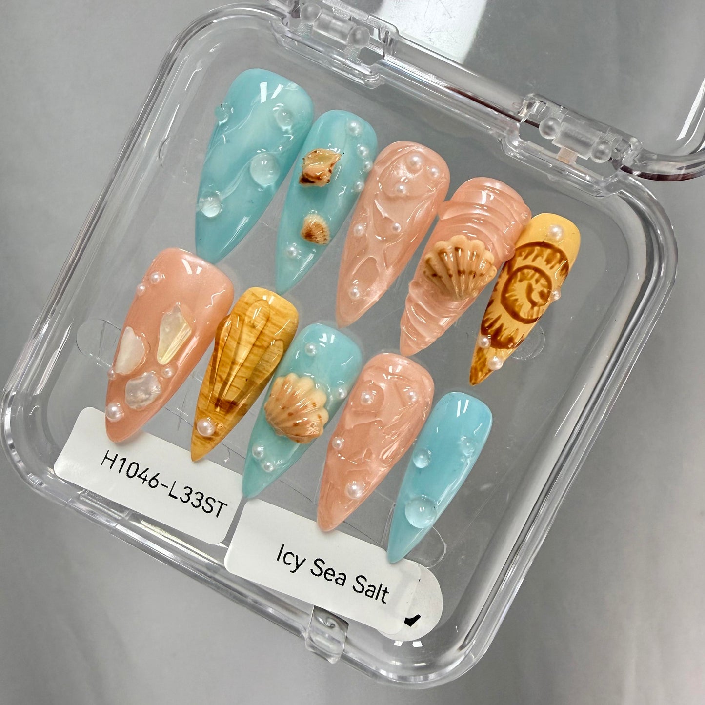Promake 2026 New Summer Press-On Nails Collection| 100% Handmade Luxury Nails- Beach Ready Nails- Salon Nails at Home- Long Nail Set  with Art Designs & Care Tools - Ready to Gift - Size S-L