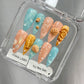 Promake 2026 New Summer Press-On Nails Collection| 100% Handmade Luxury Nails- Beach Ready Nails- Salon Nails at Home- Long Nail Set  with Art Designs & Care Tools - Ready to Gift - Size S-L