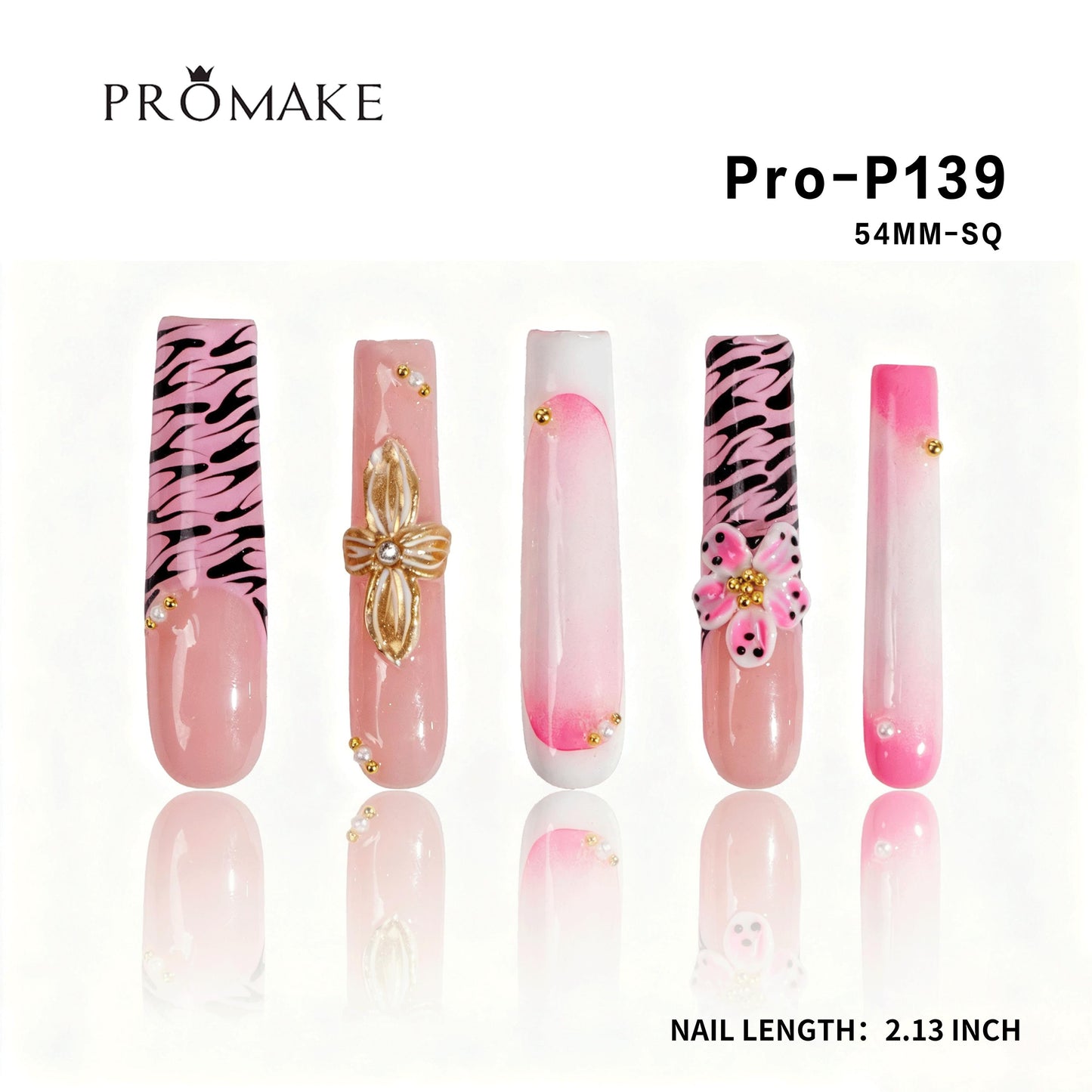 Promake 2.13 Inch Nails-  Luxury Handmade Press on Nails-  Nail Art Nail Care-  With Nails Tools-  54MM Length Super Long Length-XS-XLSize