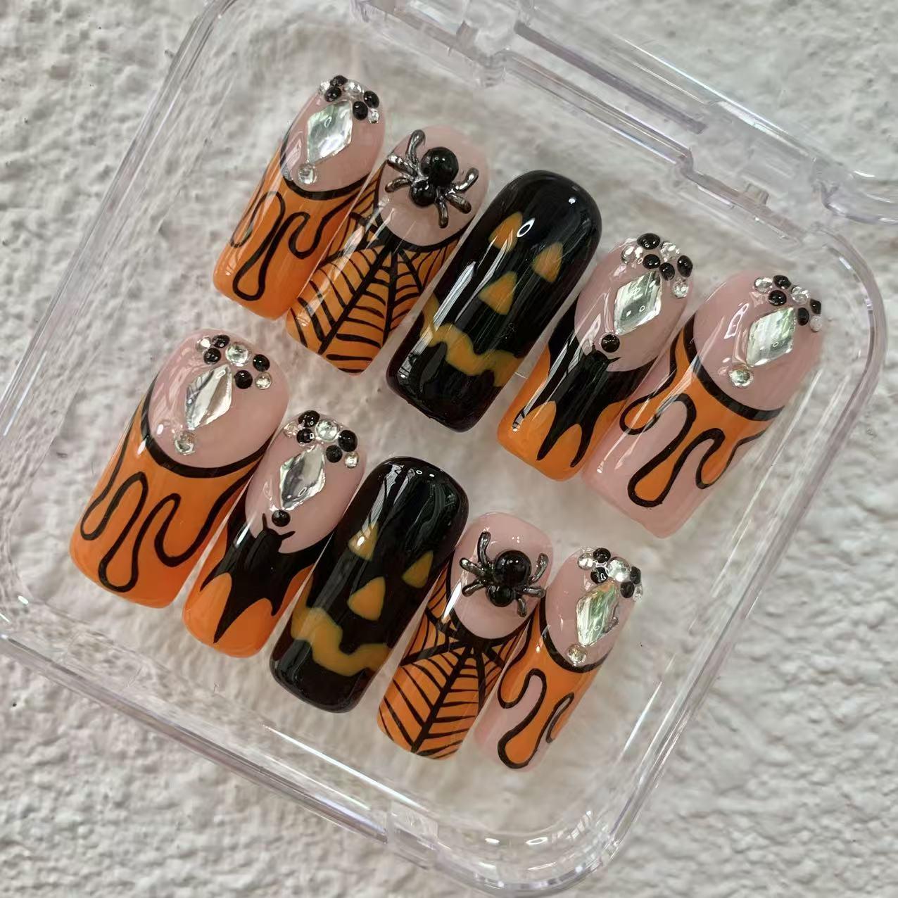 Promake Spooky Aesthetic Press On Nail Kit Set - Handmade Finish Decorative Nails, Reusable Secure Acrylic False Manicure with Tools, Various Sizes, Easy Wear Fashionable Gothic Styles for Women