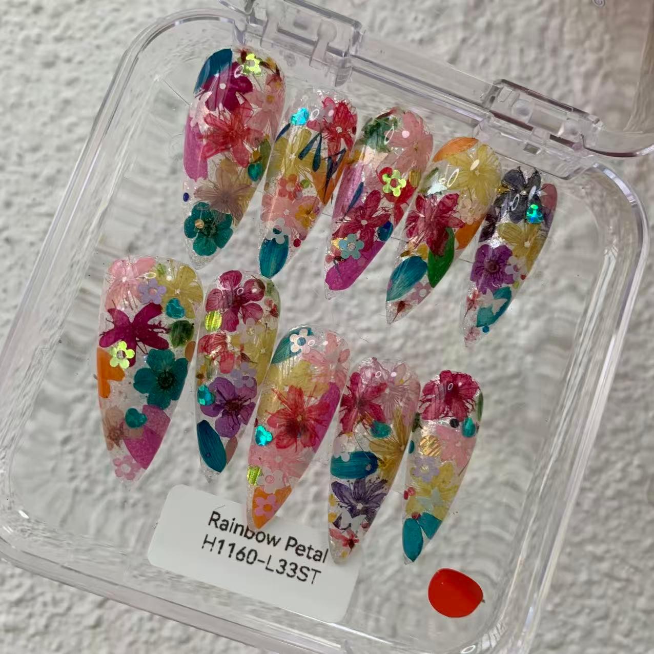 Promake H1160-L33ST Handmade Press On Nails, Elegant Glossy Unisex Accessory, Beach Ready, Nail Art Tools, Different Lengths, No Dry Time, No UV Lamp, Stay Secure Through Sunscreen, Fashion Unisex