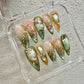 Promake Luxury 100% Handmade Press-On Nails, Elegant Spring Design with a Glossy Finish, Easy to Apply Long Nail Art Set, Ready to Gift
