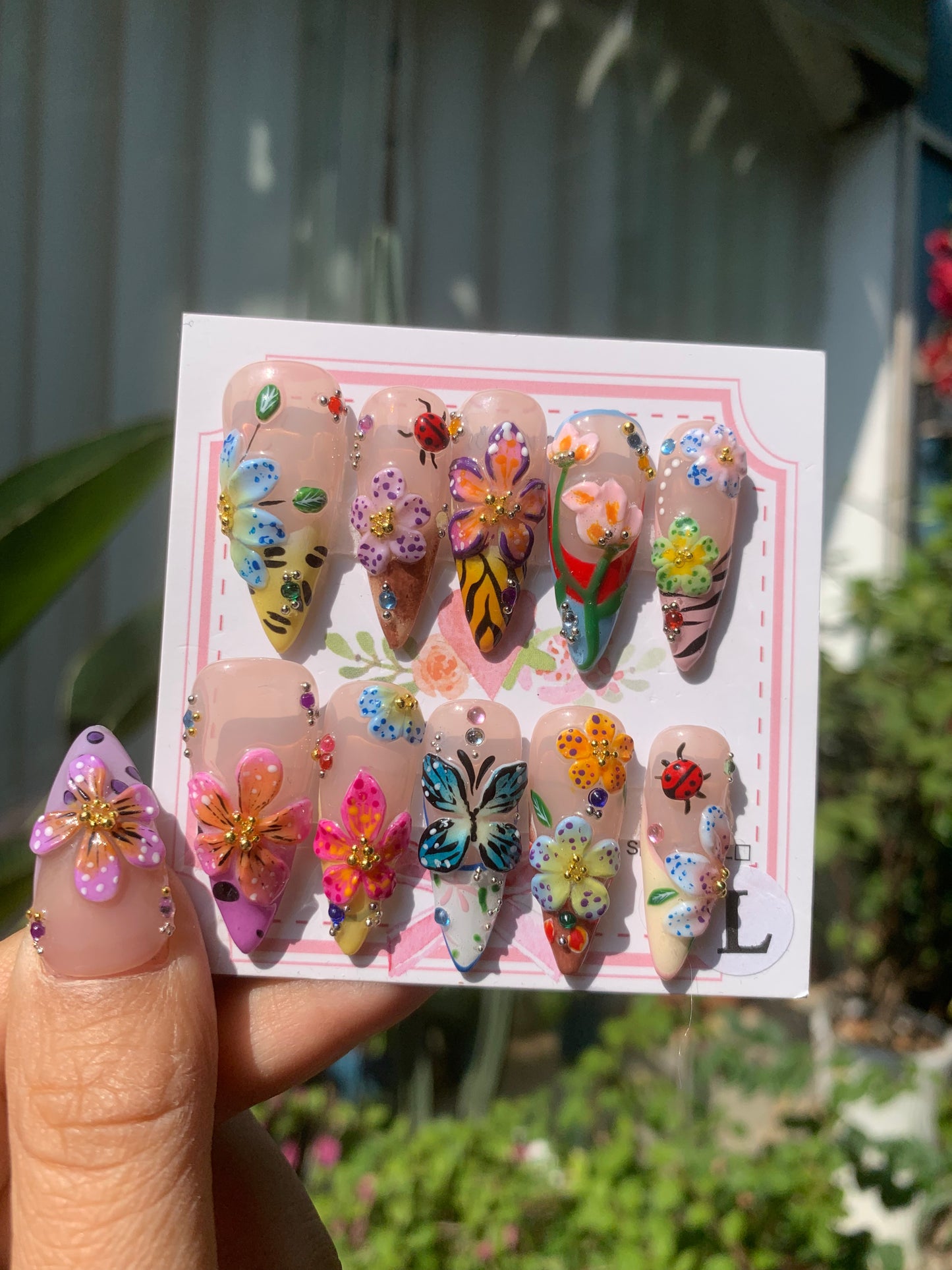 [New Arrival] Promake Luxury - Long length - H372-H386 - Custom Handmade Press On Nails 10PCS Reuseable Nails wtih Nail tools