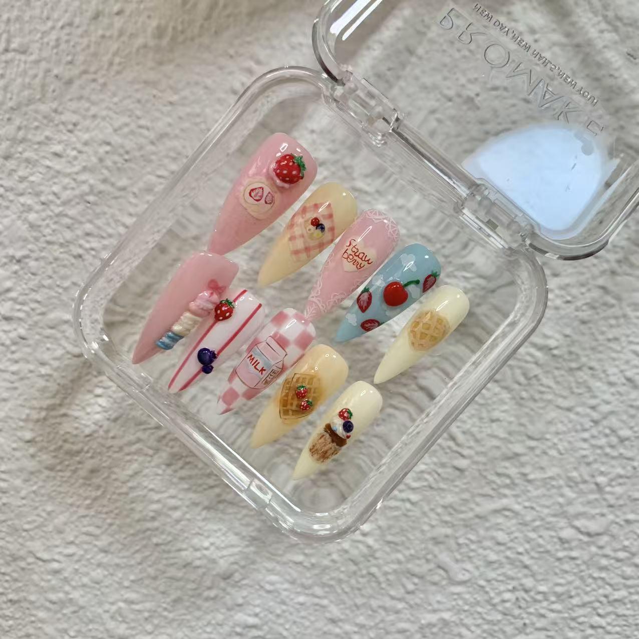 Promake Summer new design - Luxury Handmade Press On Nails, 2026 New Summer Nail ,beach nails,floral nails | long lasting/reuse,sumer limitetd
