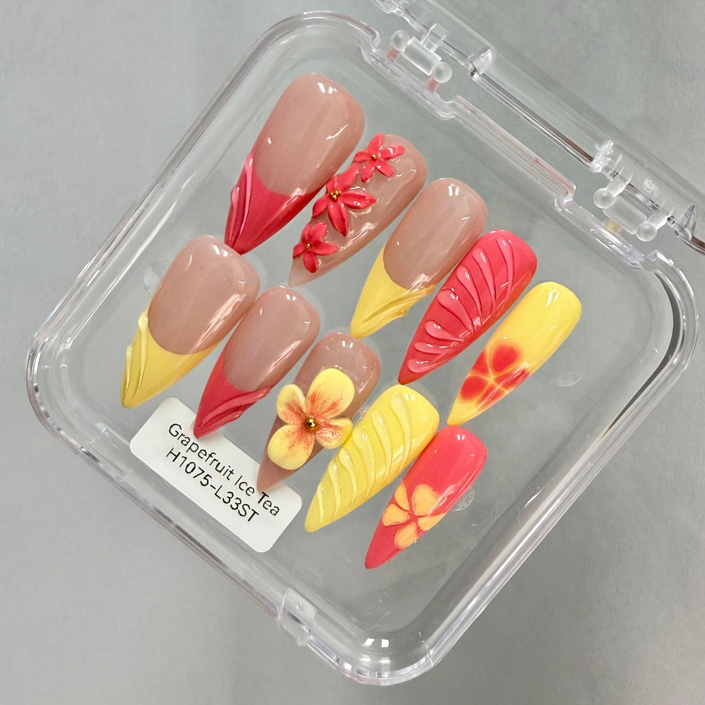 Promake 2026 New Summer Press-On Nails Collection| 100% Handmade Luxury Nails- Beach Ready Nails- Salon Nails at Home- Long Nail Set  with Art Designs & Care Tools - Ready to Gift - Size S-L