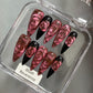 Promake Rose Cat Eye Luxury Handmade 33MM Acrylic Press On Nails Multi Pack - Party Wear, Dressy, Feminine, Midnight Black, Custom Art Designs, Care Tools, Long-Lasting S-XL Premium Ready-to-Gift Set (Custom Order Confirmation Required), Acrylic Nails, Go
