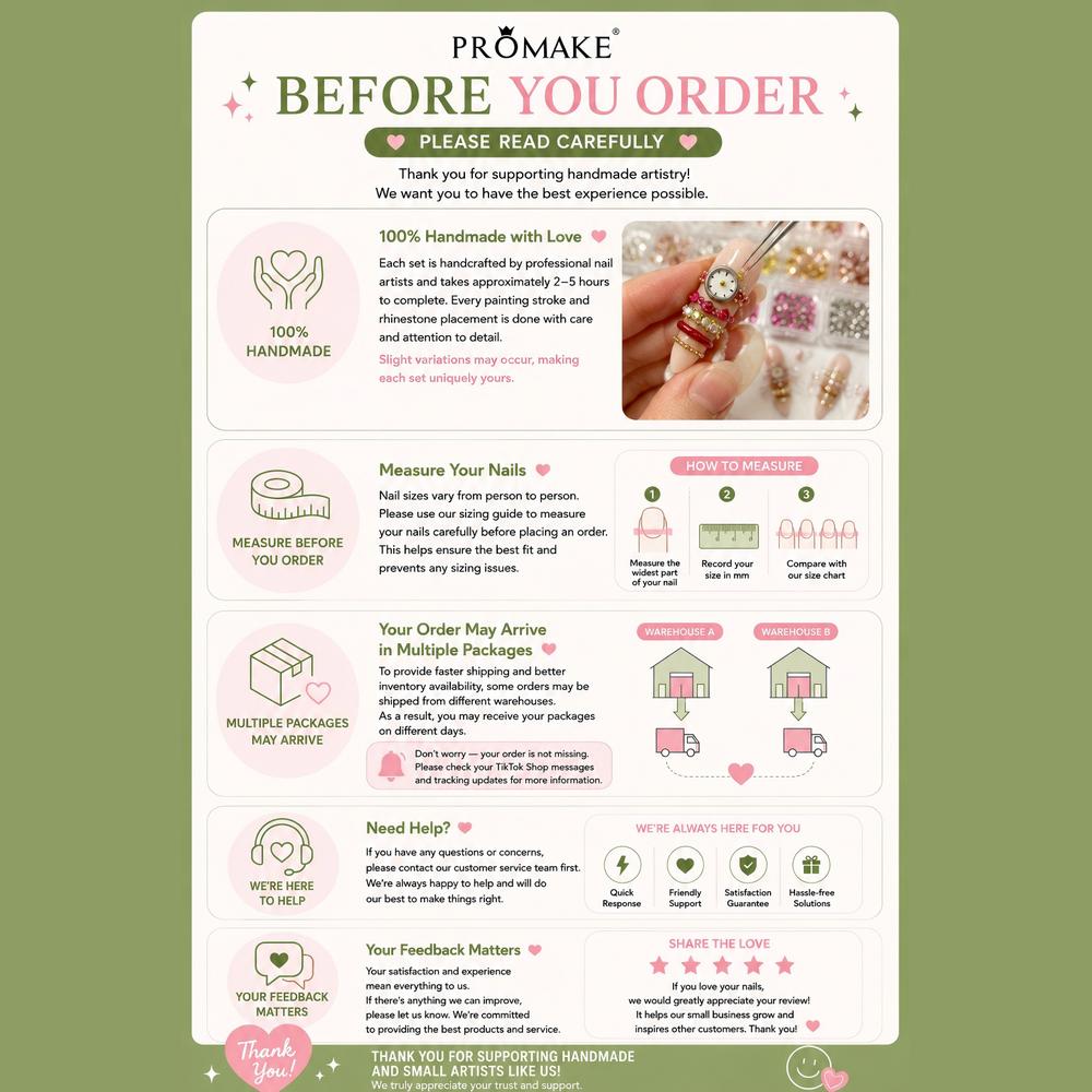 Promake H910-L33ST Handmade Press On Nails, Summer Beach Ready, Nail Inspo Name Accessory