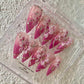 Promake Fall Muse Collection Luxury Handmade Women's Reusable 3D Acrylic Press On Nails - Cat Eye, Rhinestone, Unique Autumn Designs, Multiple Shapes & Lengths, Application Kit, Nail Art Supply