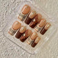 Promake Fall Muse Collection Luxury Handmade Women's Reusable 3D Acrylic Press On Nails - Cat Eye, Rhinestone, Unique Autumn Designs, Multiple Shapes & Lengths, Application Kit, Nail Art Supply