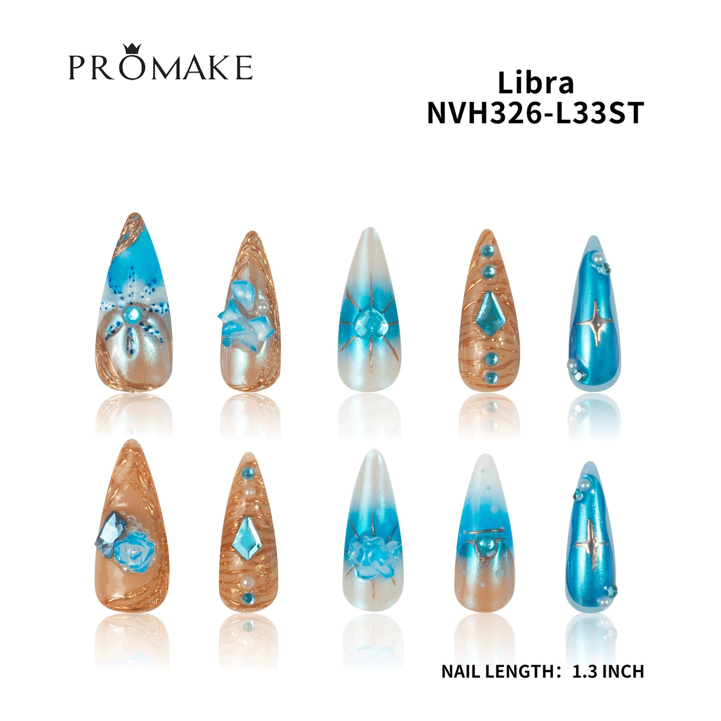 Promake Nails | New XS Size | 100% Handmade Luxury Nails-  Luxury Handmade Press on Nails-Nail Art Nail Care-With Nails Tools-Different Length