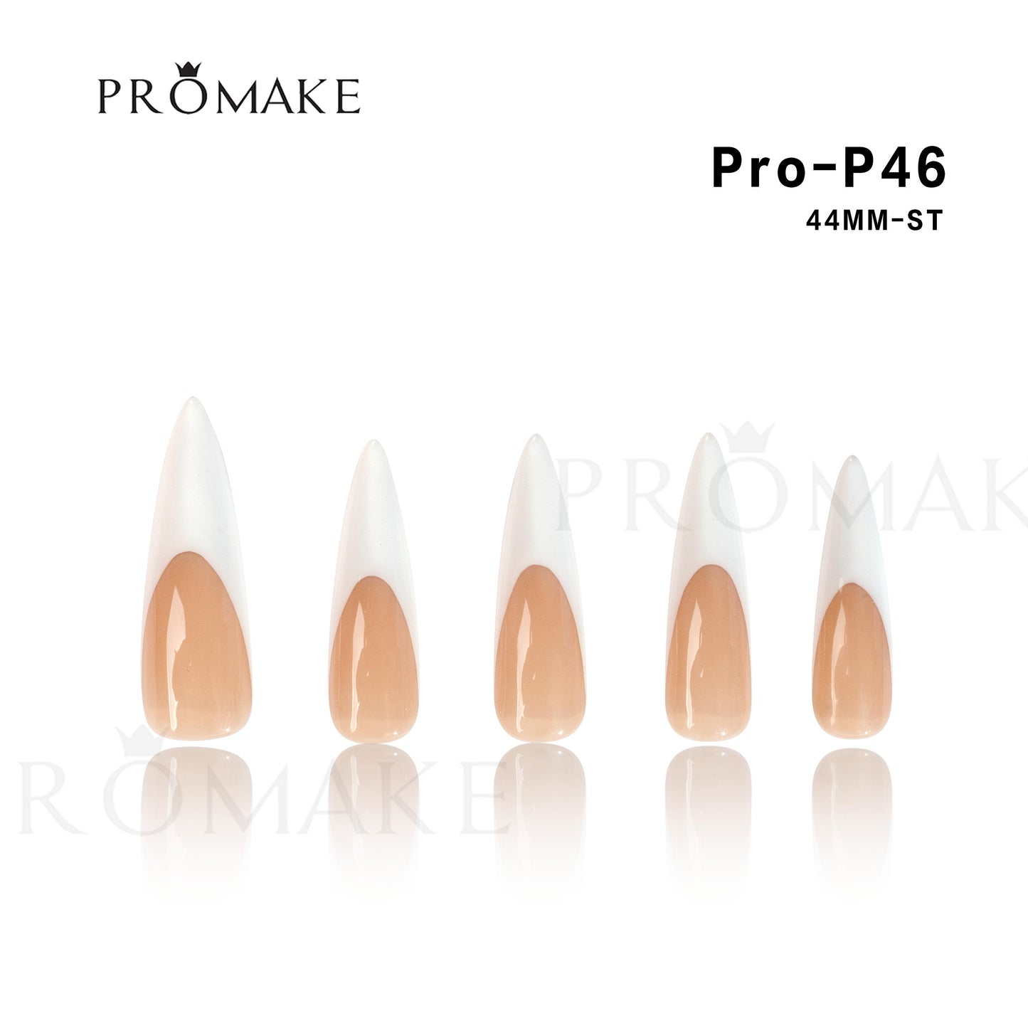 Promake French Style-  100% Handmade Nails- Press On Nails- Luxurious Nails-10 PCS with Glue,Perfect for DIY Nail Art and Gifts-size -XS-XL