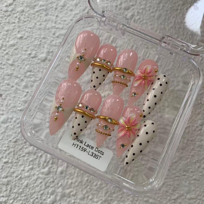 Promake H1159-L33ST Handmade Press On Nails, Elegant Glossy Unisex Accessory, Beach Ready, Nail Art Tools, Different Lengths, No Dry Time, No UV Lamp, Stay Secure Through Sunscreen, Fashion Unisex