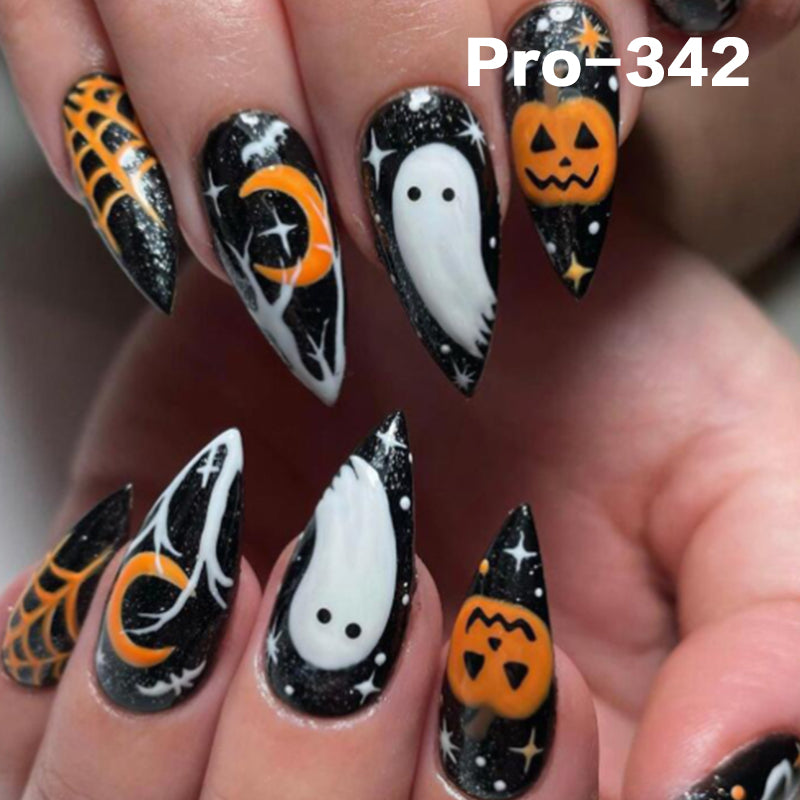 [Buy 6 Get 2]Promakepro 335~368 Press on Nails with Halloween Design 24PCS/Sets Reusable