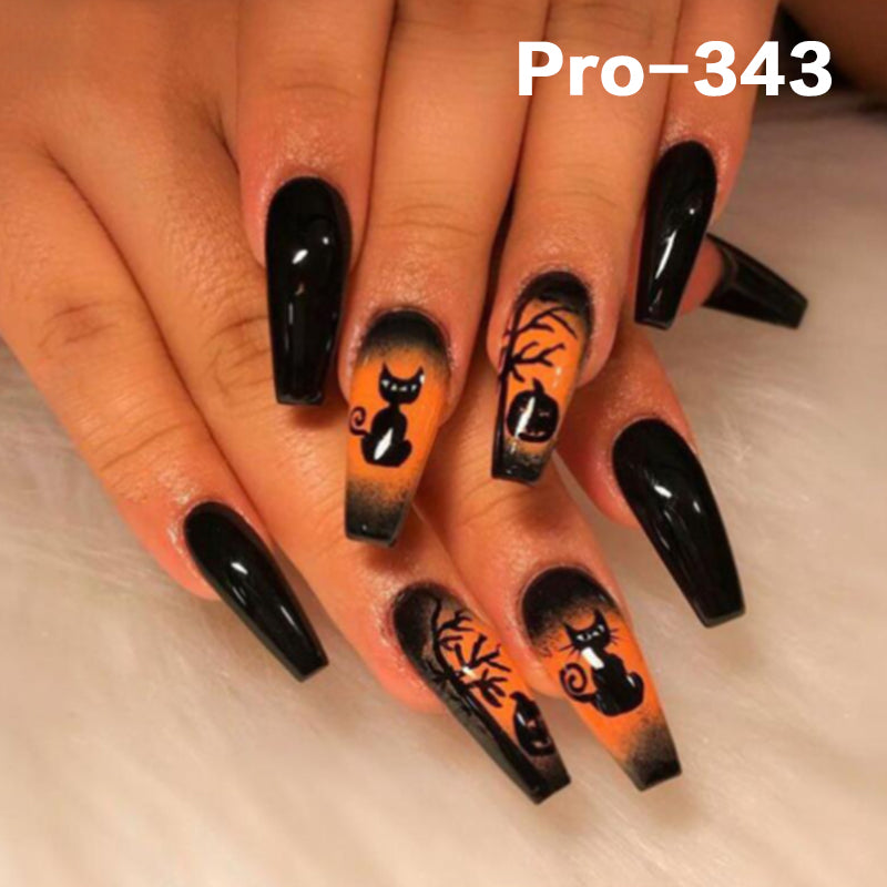 [Buy 6 Get 2]Promakepro 335~368 Press on Nails with Halloween Design 24PCS/Sets Reusable