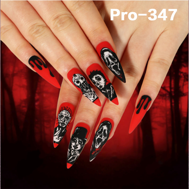 [Buy 6 Get 2]Promakepro 335~368 Press on Nails with Halloween Design 24PCS/Sets Reusable
