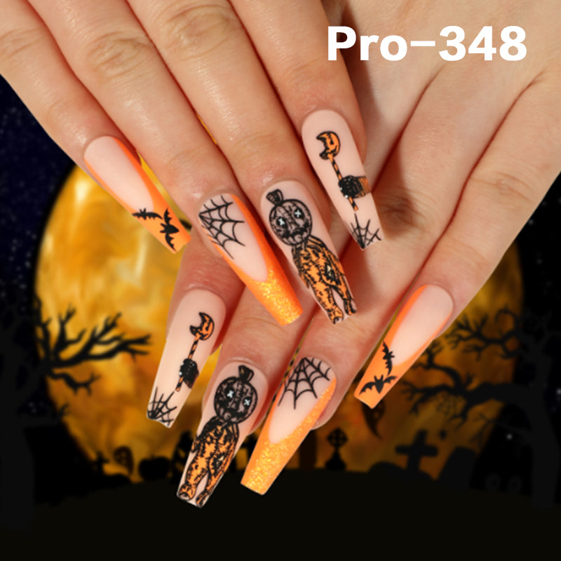 [Buy 6 Get 2]Promakepro 335~368 Press on Nails with Halloween Design 24PCS/Sets Reusable