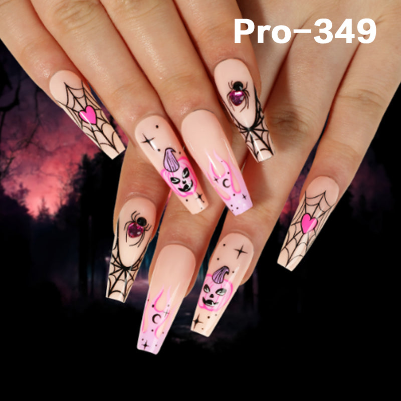 [Buy 6 Get 2]Promakepro 335~368 Press on Nails with Halloween Design 24PCS/Sets Reusable