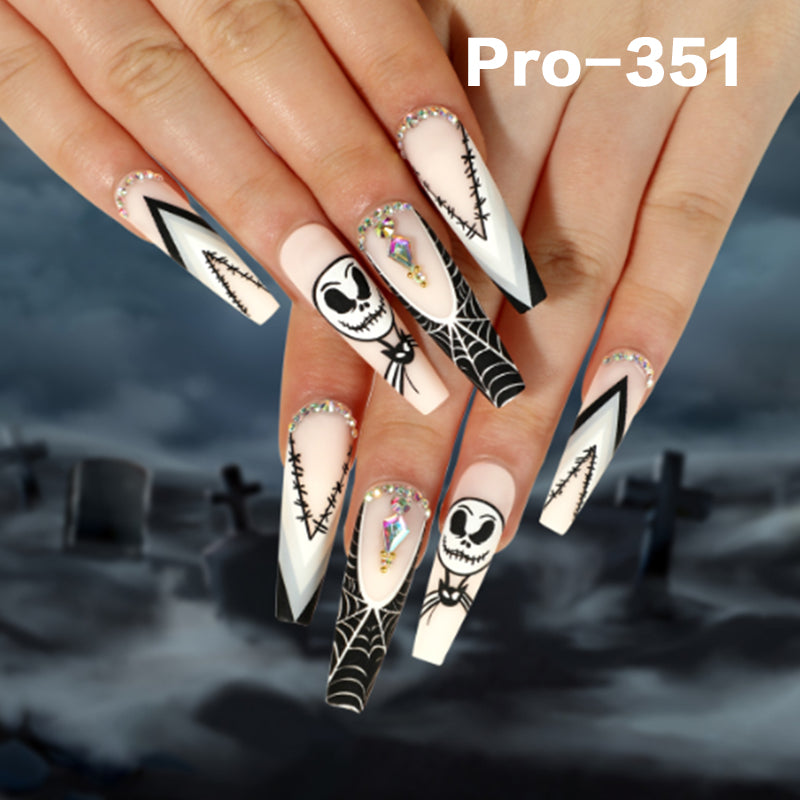 [Buy 6 Get 2]Promakepro 335~368 Press on Nails with Halloween Design 24PCS/Sets Reusable