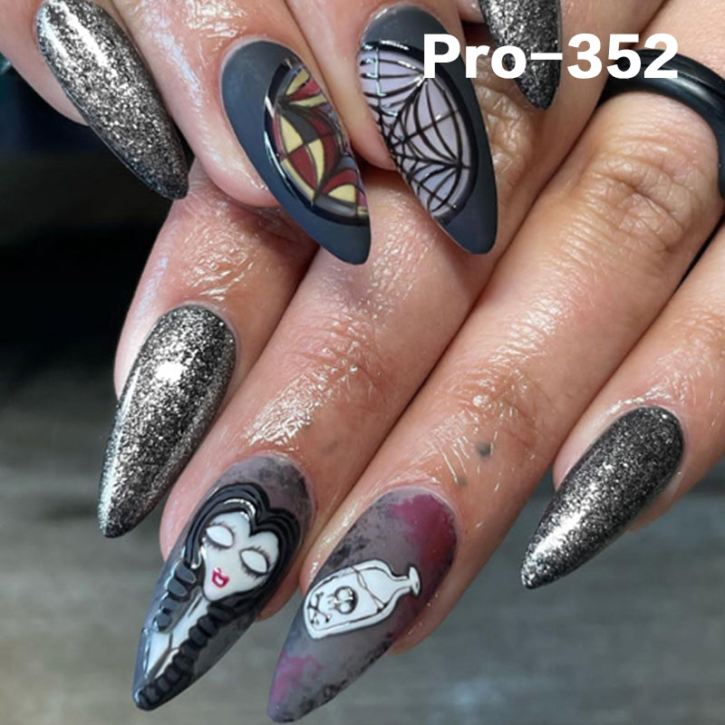 [Buy 6 Get 2]Promakepro 335~368 Press on Nails with Halloween Design 24PCS/Sets Reusable