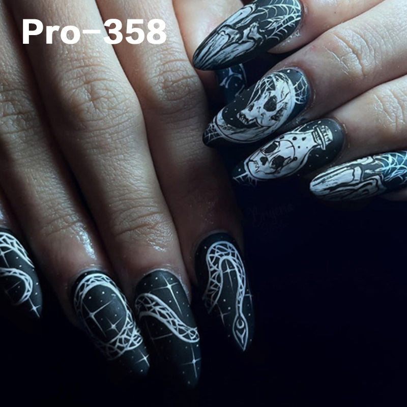 [Buy 6 Get 2]Promakepro 335~368 Press on Nails with Halloween Design 24PCS/Sets Reusable