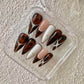 Promake Fall Muse Collection Luxury Handmade Women's Reusable 3D Acrylic Press On Nails - Cat Eye, Rhinestone, Unique Autumn Designs, Multiple Shapes & Lengths, Application Kit, Nail Art Supply