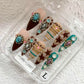 Promake Fall Muse Collection Luxury Handmade Women's Reusable 3D Acrylic Press On Nails - Cat Eye, Rhinestone, Unique Autumn Designs, Multiple Shapes & Lengths, Application Kit, Nail Art Supply