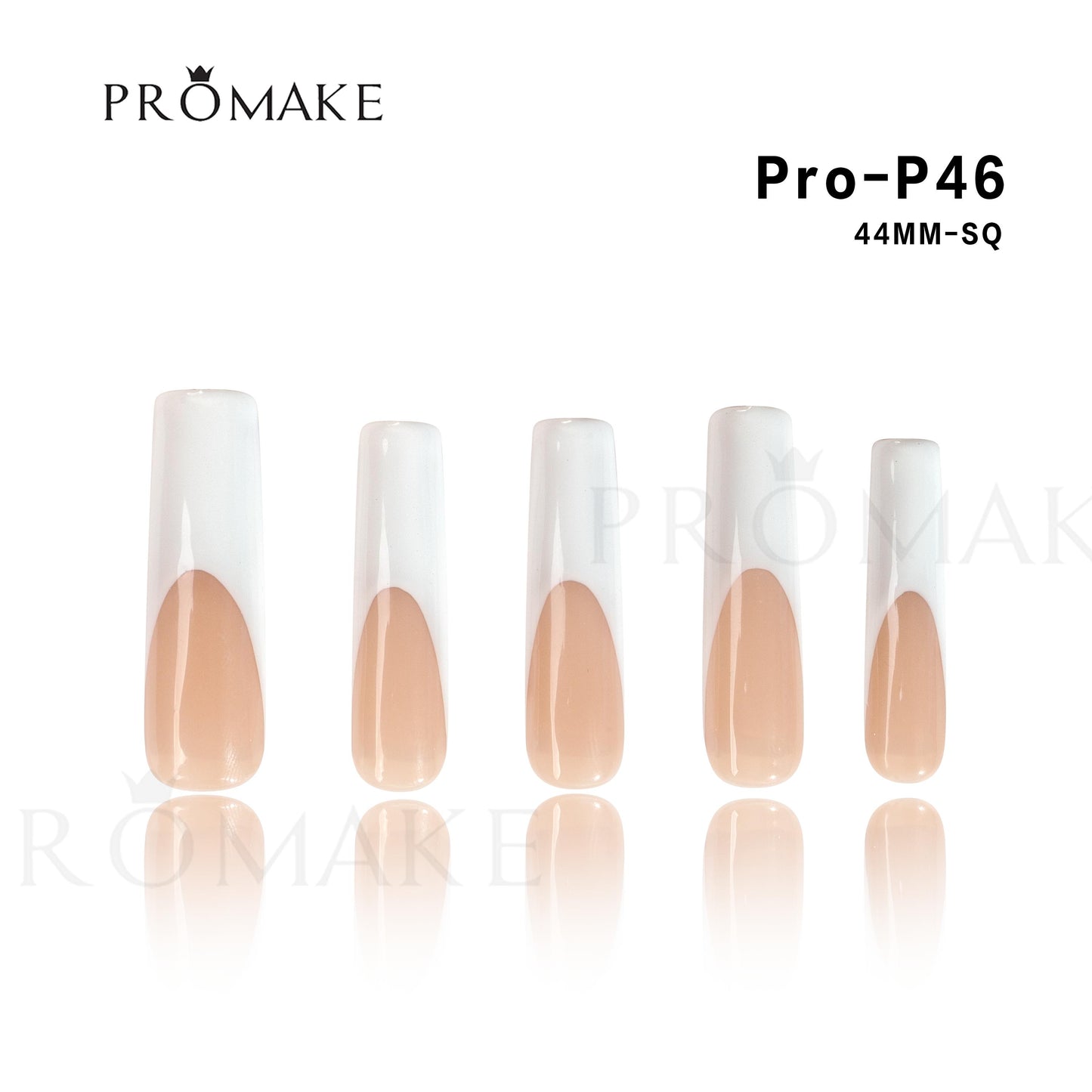 Promake French Style-  100% Handmade Nails- Press On Nails- Luxurious Nails-10 PCS with Glue,Perfect for DIY Nail Art and Gifts-size -XS-XL