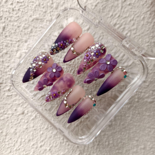 Promake H910-L33ST Handmade Press On Nails, Summer Beach Ready, Nail Inspo Name Accessory