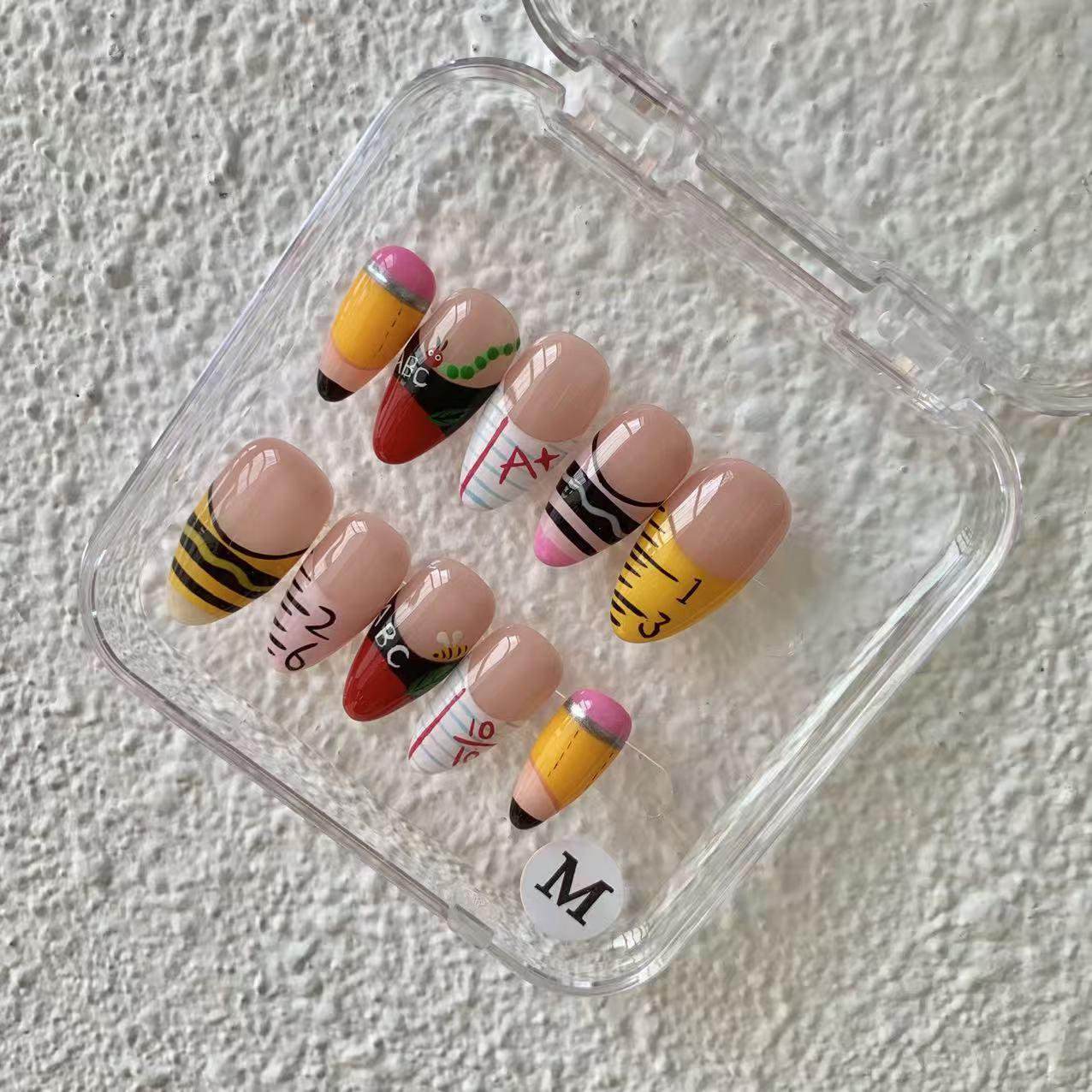 Handmade Press-On Acrylic Nails, Reusable & Easy to Apply Fast, Complete Manicure Kit in Various Sizes, Nail Supplies