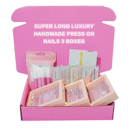[Tiktok Living Mystery Boxes] Promake Handmade Press on Nails Boxes 10PCS Reuseable Nails wtih Nail tools