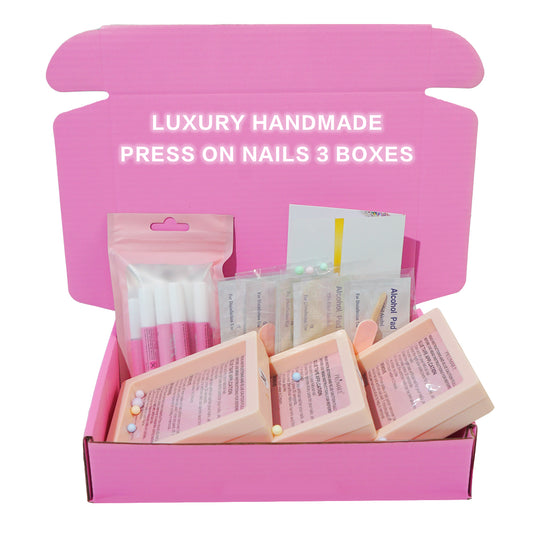 [On Sale Lucky Scoop] Promake Handmade Press on Nails Boxes 10PCS Reuseable Nails wtih Nail tools