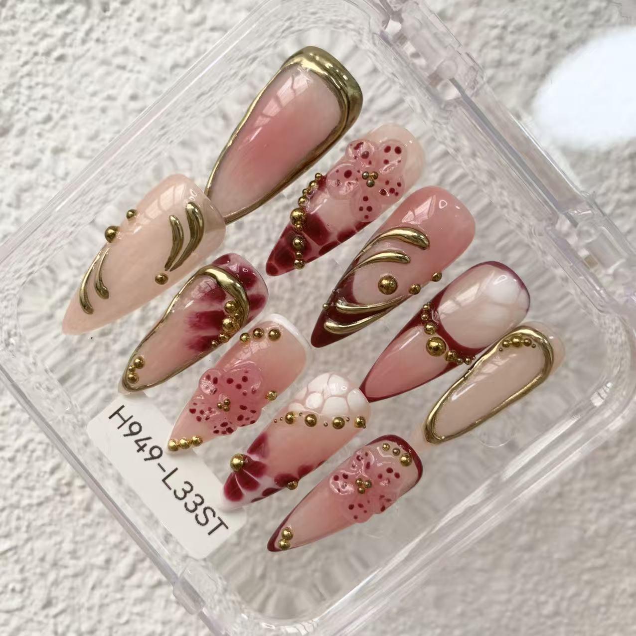 Promake | Best-Selling Luxury Handmade Press On Nails for Women, Reusable Acrylic Fake Nails with 3D Nail Art, Rhinestones and Unique Designer Styles, Multiple Shapes and Lengths, Upgraded Nail Application Kit