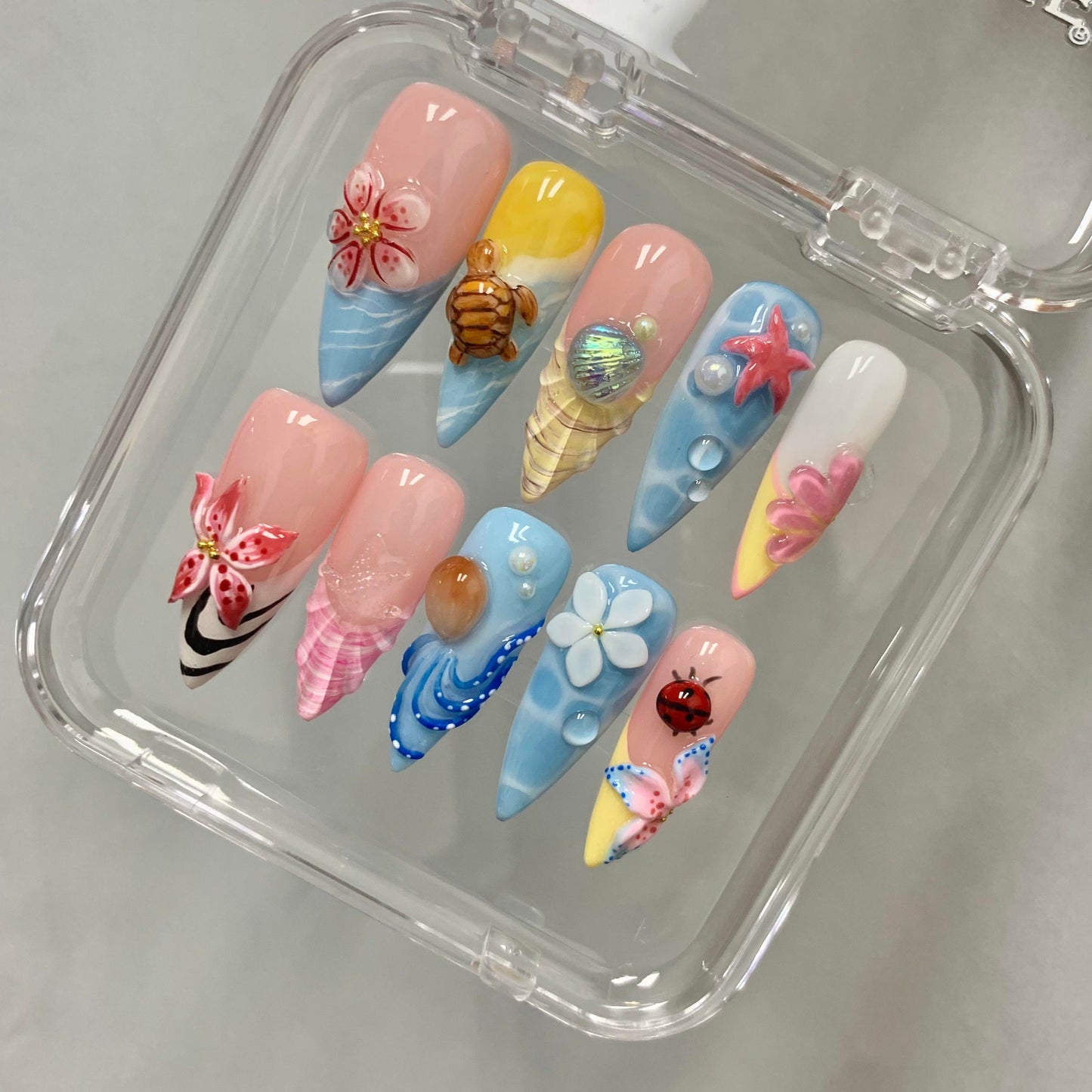 Promake | Best-Selling Luxury Handmade Press On Nails for Women, Reusable Acrylic Fake Nails with 3D Nail Art, Rhinestones and Unique Designer Styles, Multiple Shapes and Lengths, Upgraded Nail Application Kit