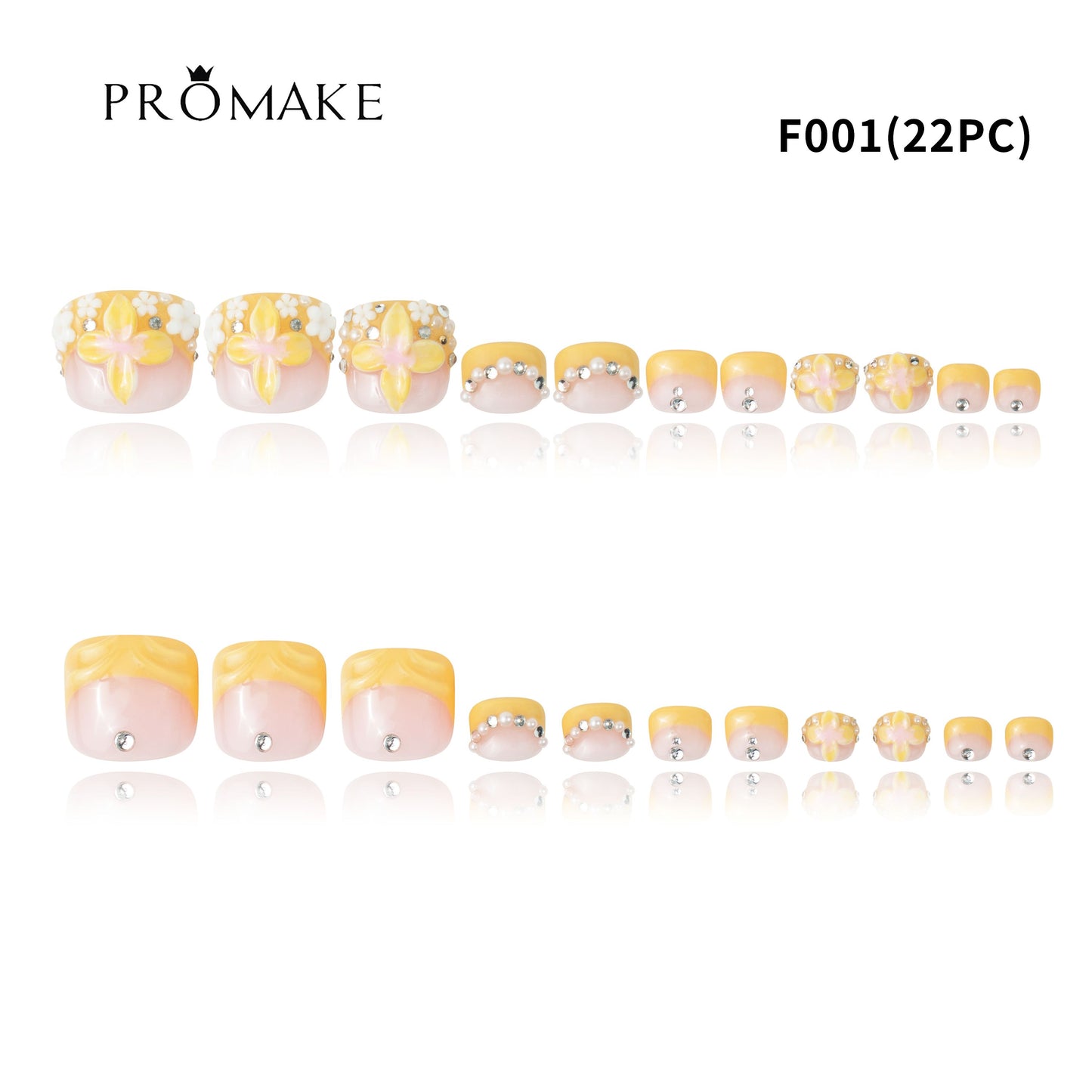 |Promake Toe Nails|- Totally 22 PCS Toe Nails- Luxurious Feet Nails- 100% Hand Made- Press On Toe Nails- Foot Nails