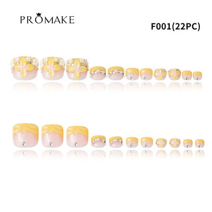 |Promake Toe Nails|- Totally 22 PCS Toe Nails- Luxurious Feet Nails- 100% Hand Made- Press On Toe Nails- Foot Nails