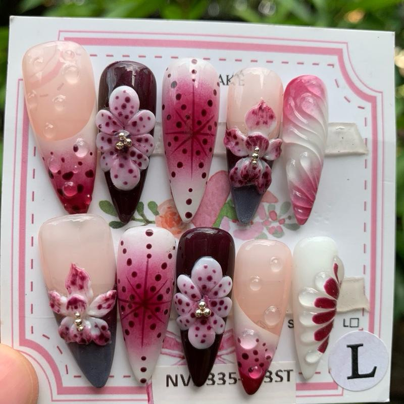 Promake New Drops 3 - New Luxury Handmade Press on Nails-Unique Design-High Quality Nails - With 2 Sets Nails Tools-XS-XL Size（副本）（副本）