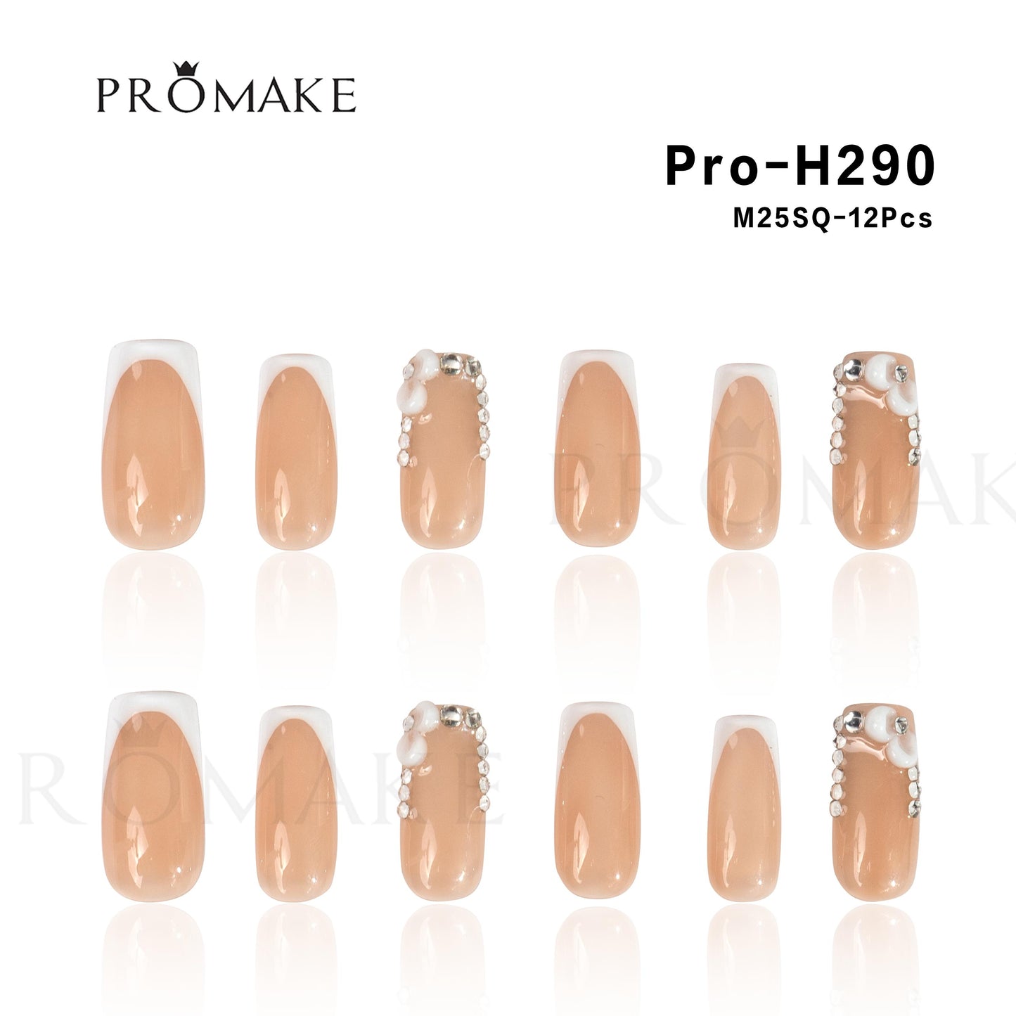 Promake [NV] 1inch /25MM- Luxury Handmade Press on Nails-Unique Design-High Quality Nails - With 4 Sets Nails Tools-Long Length-S-L Size