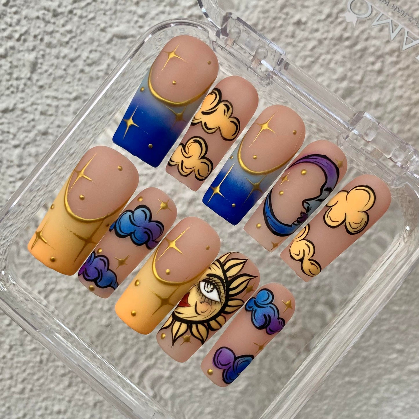 Promake 2026 New Summer Press-On Nails Collection| 100% Handmade Luxury Nails- Beach Ready Nails- Salon Nails at Home- Long Nail Set  with Art Designs & Care Tools - Ready to Gift - Size S-L