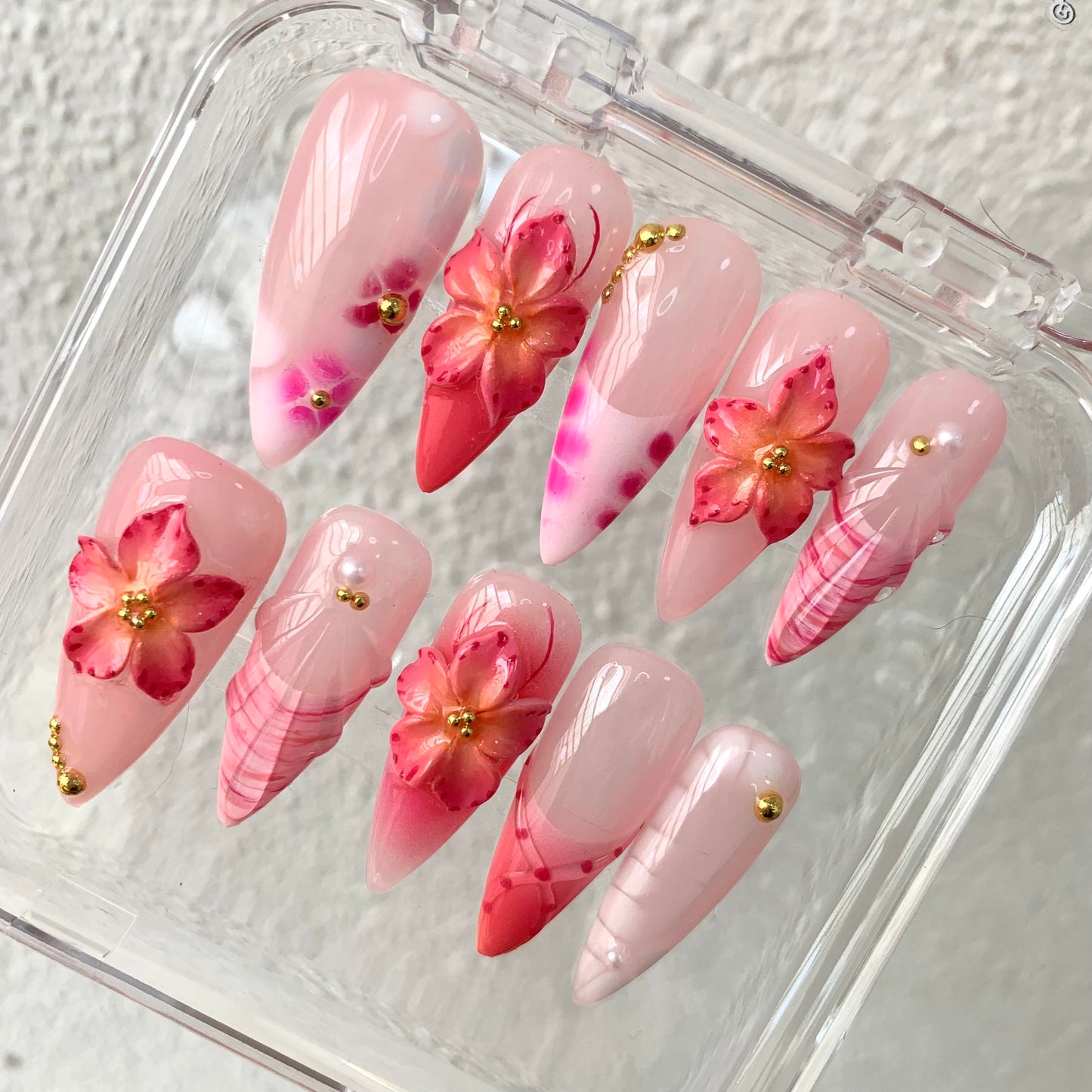 Promake Summer new design - Luxury Handmade Press On Nails, 2026 New Summer Nail ,beach nails,floral nails | long lasting/reuse,sumer limitetd
