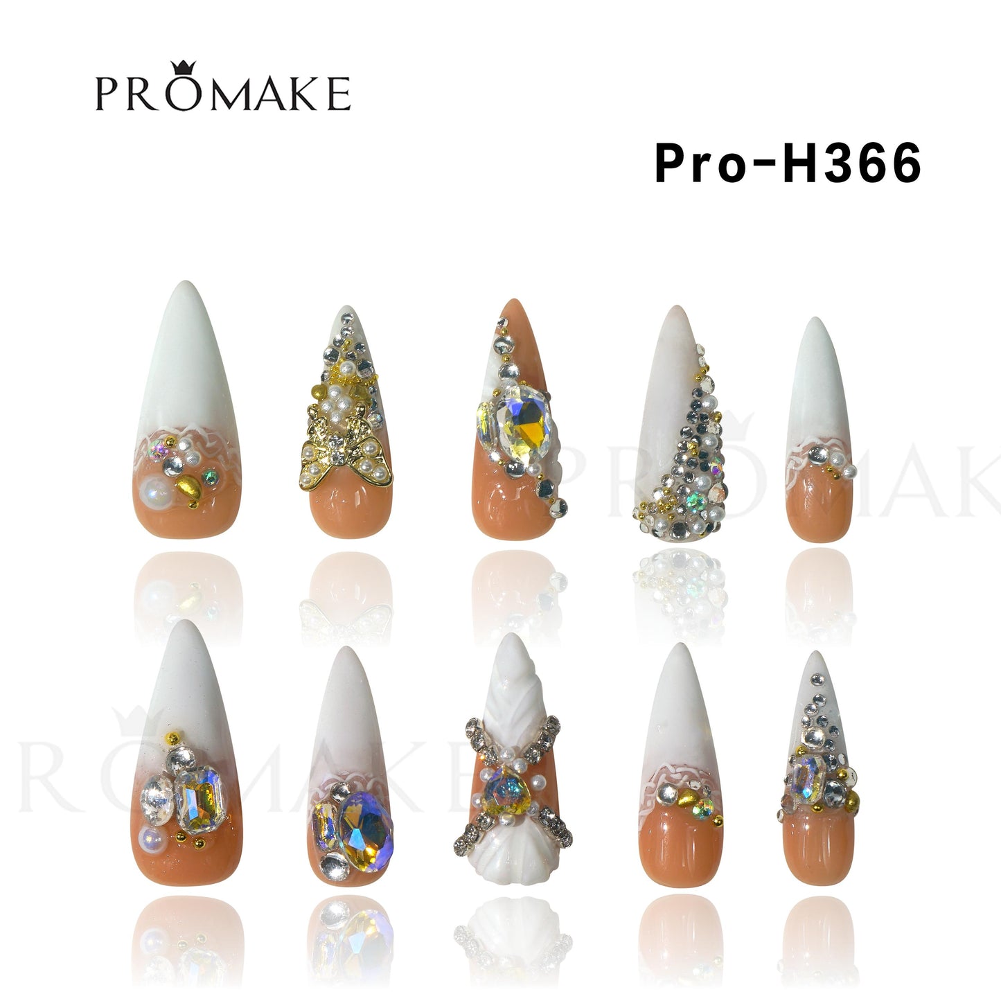 Promake TO BE ANGEL -  Luxury Handmade Press on Nails- Nail Art Nail Care-  With Nails Tools-  S-L Size