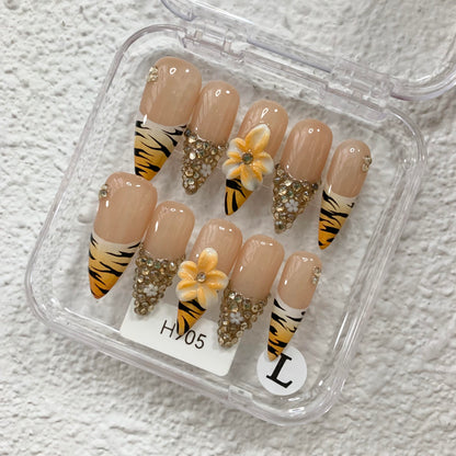 Promake H905-L33ST Handmade Press On Nails, Summer Beach Ready, Nail Inspo Name Accessory