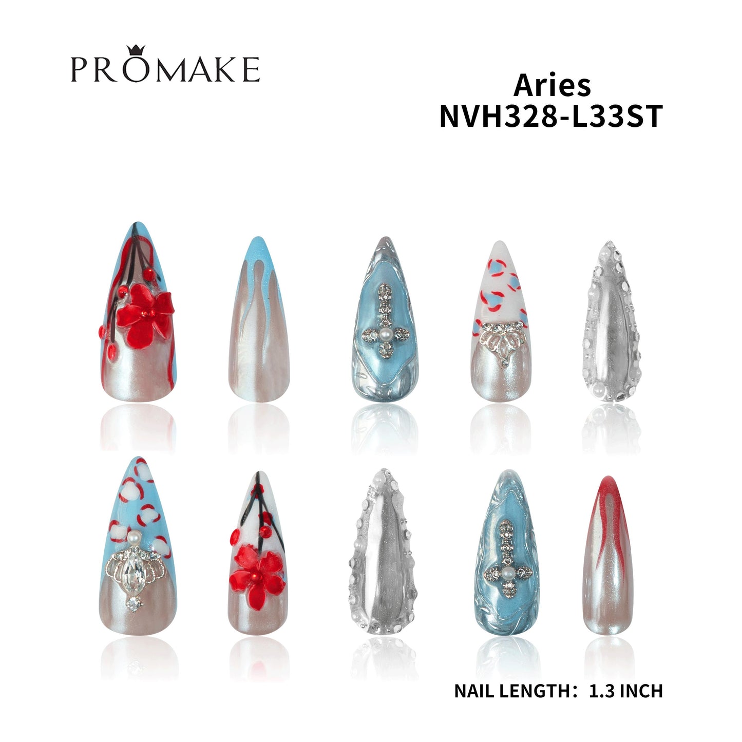 Promake Nails | New XS Size | 100% Handmade Luxury Nails-  Luxury Handmade Press on Nails-Nail Art Nail Care-With Nails Tools-Different Length