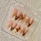 Promake Fall Muse Collection Luxury Handmade Women's Reusable 3D Acrylic Press On Nails - Cat Eye, Rhinestone, Unique Autumn Designs, Multiple Shapes & Lengths, Application Kit, Nail Art Supply